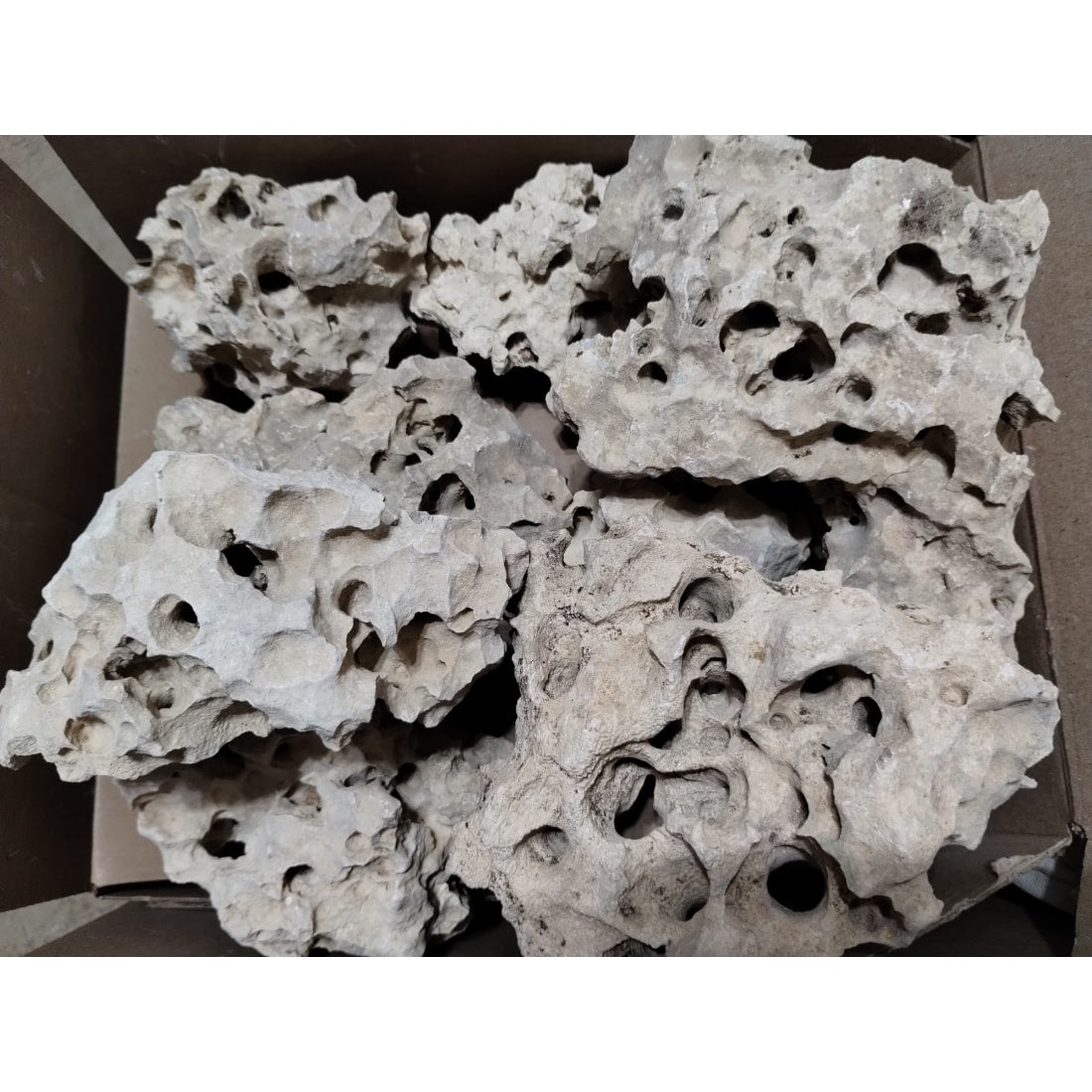 An example of 20 pounds of Texas Holey Rock Aquarium Decorations