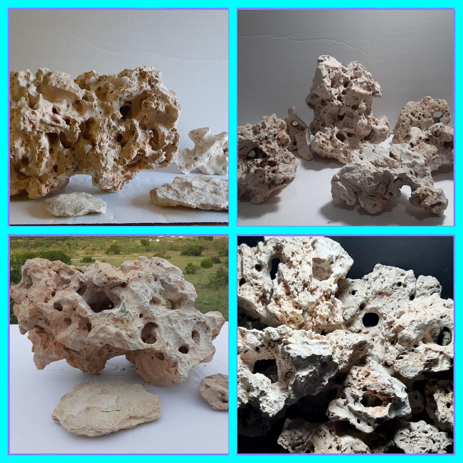 Acollage of Texas Holey Rocks that are on sale now