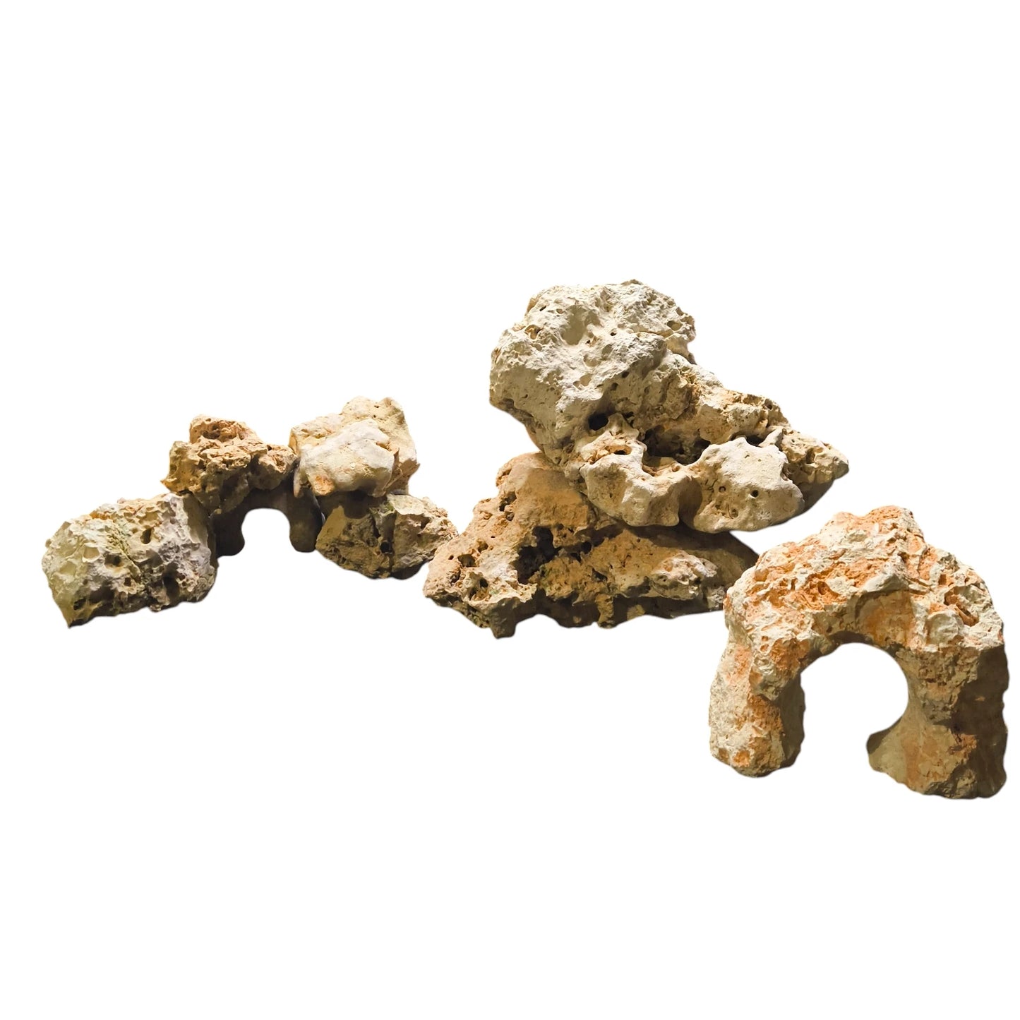 Decorative Aquarium rock formation on a white background