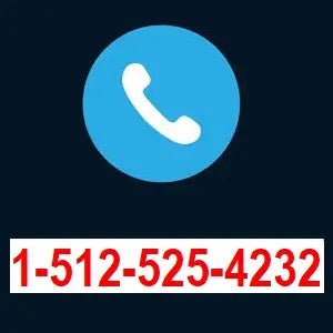 Phone icon with a blue circle and white phone symbol on a black background, accompanied by a red phone number.